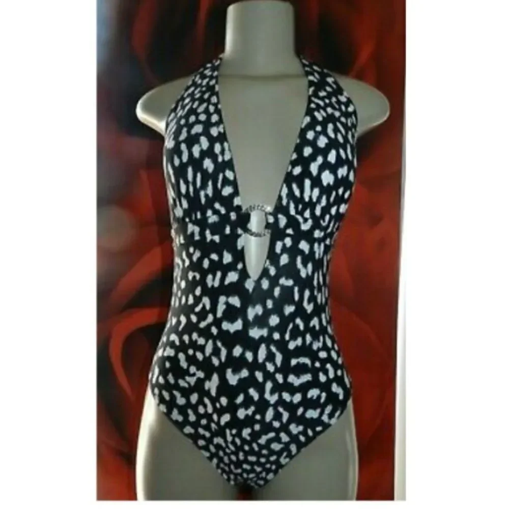 Michael Kors Sz 8 Black & White Deep One Piece
